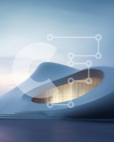 Intra Συλλεκτικό Ξύλινο Παζλ Plywood  4mm - Επίμηκες καμπύλο λευκό γυάλινο κτίριο Σε Ξύλινο Κουτί - Διαστάσεις Puzzle: 10x10 cm – 25 κομμάτια