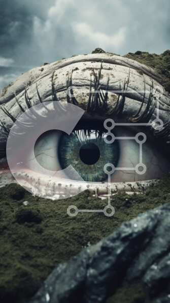 Intra Συλλεκτικό Ξύλινο Παζλ Plywood  4mm - Όμορφη εικόνα ενός μπλε ανθρώπινου ματιού σε βραχώδες φόντο Σε Ξύλινο Κουτί - Διαστάσεις Puzzle: 10x10 cm – 25 κομμάτια