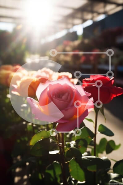 Σετ των 2 Intra Συλλεκτικό Ξύλινο Παζλ Plywood  4mm - Κοντινό πλάνο με όμορφα τριαντάφυλλα σε ένα ηλιόλουστο θερμοκήπιο Σε Ξύλινο Κουτί - Διαστάσεις: 10x10 cm – 25 κομμάτια