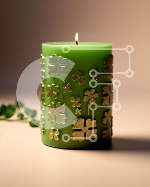 Intra Συλλεκτικό Ξύλινο Παζλ Plywood  4mm - Πράσινο κερί του Αγίου Πατρικίου με σχέδια από τριφύλλι Σε Ξύλινο Κουτί - Διαστάσεις Puzzle: 10x10 cm – 25 κομμάτια