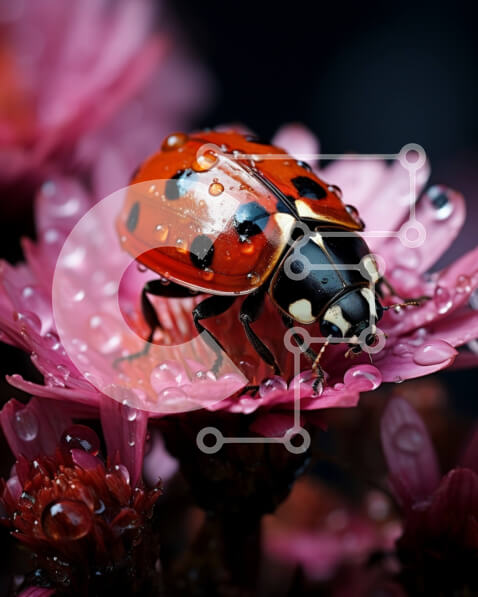 Intra Συλλεκτικό Ξύλινο Παζλ Plywood  4mm - Όμορφη εικόνα μιας πασχαλίτσας σε ένα λουλούδι με σταγονίδια νερού Σε Ξύλινο Κουτί - Διαστάσεις: 10x10 cm – 25 κομμάτια