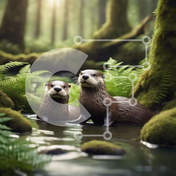 Intra Συλλεκτικό Ξύλινο Παζλ Plywood  4mm - Χαλαρωτικές ενυδρίδες σε ποταμό καλυμμένο με βρύα Σε Ξύλινο Κουτί - Διαστάσεις: 10x10 cm – 25 κομμάτια