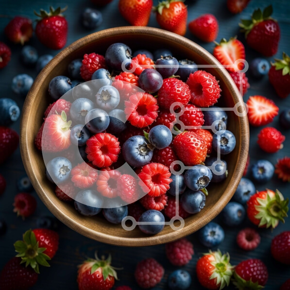 Σετ των 2 Intra Συλλεκτικό Ξύλινο Παζλ Plywood  4mm - Νόστιμα και φρέσκα μούρα σε ένα ξύλινο μπολ σε σκούρο φόντο Σε Ξύλινο Κουτί - Διαστάσεις: 10x10 cm – 25 κομμάτια