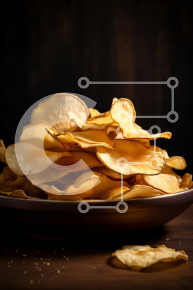 Σετ των 2 Intra Συλλεκτικό Ξύλινο Παζλ Plywood  4mm - Τραγανό και χρυσαφί πατατάκια σε ξύλινο πιάτο Σε Ξύλινο Κουτί - Διαστάσεις: 10x10 cm – 25 κομμάτια