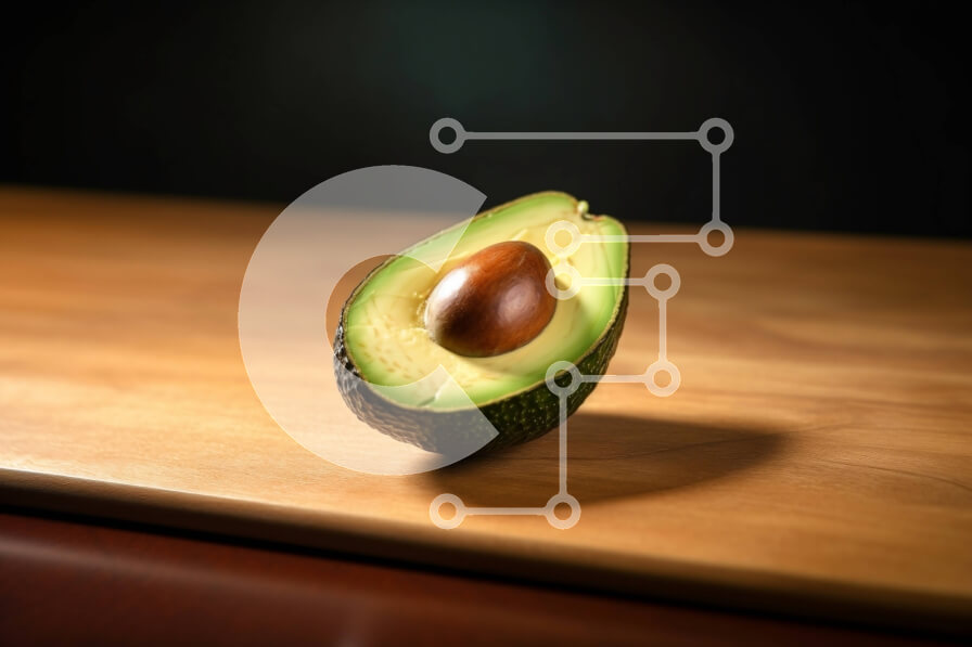 Σετ των 2 Intra Συλλεκτικό Ξύλινο Παζλ Plywood  4mm - Κοντινή φωτογραφία ενός αβοκάντο σε ένα ξύλο κοπής Σε Ξύλινο Κουτί - Διαστάσεις: 10x10 cm – 25 κομμάτια