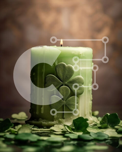 Intra Συλλεκτικό Ξύλινο Παζλ Plywood  4mm - Κερί του Αγίου Πατρικίου με τριφύλλια Σε Ξύλινο Κουτί - Διαστάσεις: 10x10 cm – 25 κομμάτια