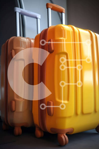 Intra Συλλεκτικό Ξύλινο Παζλ Plywood  4mm - Δύο πολύχρωμες βαλίτσες που περιμένουν σε μια ανοιχτή πόρτα Σε Ξύλινο Κουτί - Διαστάσεις Puzzle: 10x10 cm – 25 κομμάτια