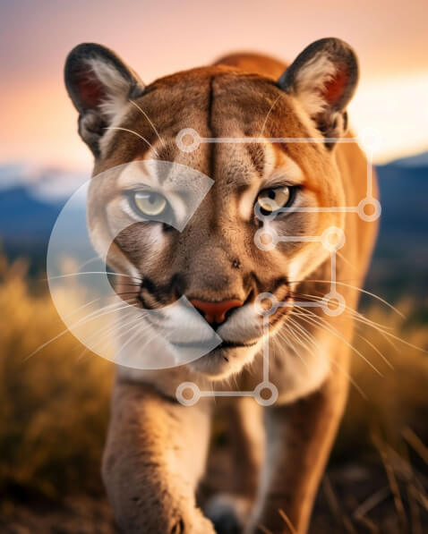 Σετ των 2 Intra Συλλεκτικό Ξύλινο Παζλ Plywood  4mm - Εκπληκτική εικόνα ενός ορεινού λιονταριού στο φυσικό του περιβάλλον Σε Ξύλινο Κουτί - Διαστάσεις: 10x10 cm – 25 κομμάτια