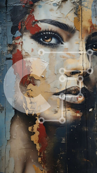 Intra Συλλεκτικό Ξύλινο Παζλ Plywood  4mm - Ζωγραφική προσώπου λυπημένης γυναίκας σε ρεαλιστικό στυλ Σε Ξύλινο Κουτί - Διαστάσεις Puzzle: 10x10 cm – 25 κομμάτια