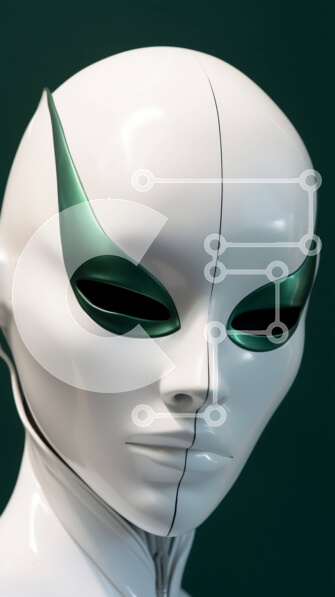 Intra Συλλεκτικό Ξύλινο Παζλ Plywood  4mm - Ανθρωποειδές ρομπότ με λευκό σώμα και πράσινα μάτια Σε Ξύλινο Κουτί - Διαστάσεις Puzzle: 10x10 cm – 25 κομμάτια