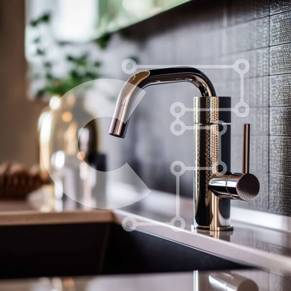 Intra Συλλεκτικό Ξύλινο Παζλ Plywood  4mm - Κομψός νεροχύτης κουζίνας με βρύση χρωμίου και νεροχύτη από ανοξείδωτο χάλυβα Σε Ξύλινο Κουτί - Διαστάσεις Puzzle: 10x10 cm – 25 κομμάτια