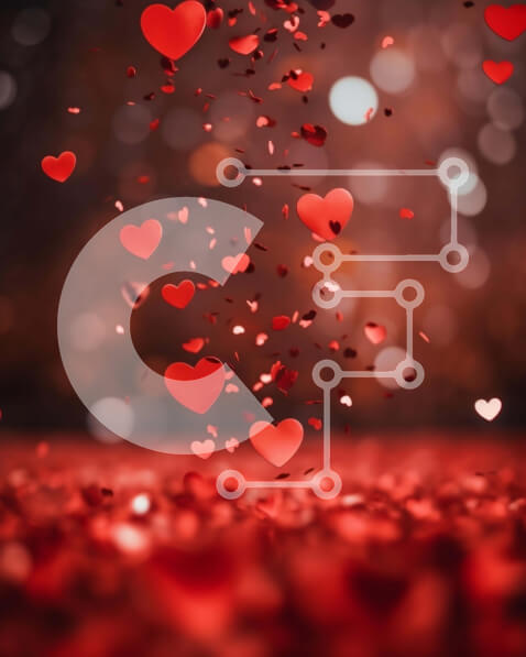 Intra Συλλεκτικό Ξύλινο Παζλ Plywood  4mm - Ρομαντικό φόντο ημέρας του Αγίου Βαλεντίνου με κόκκινες καρδιές Σε Ξύλινο Κουτί - Διαστάσεις Puzzle: 10x10 cm – 25 κομμάτια