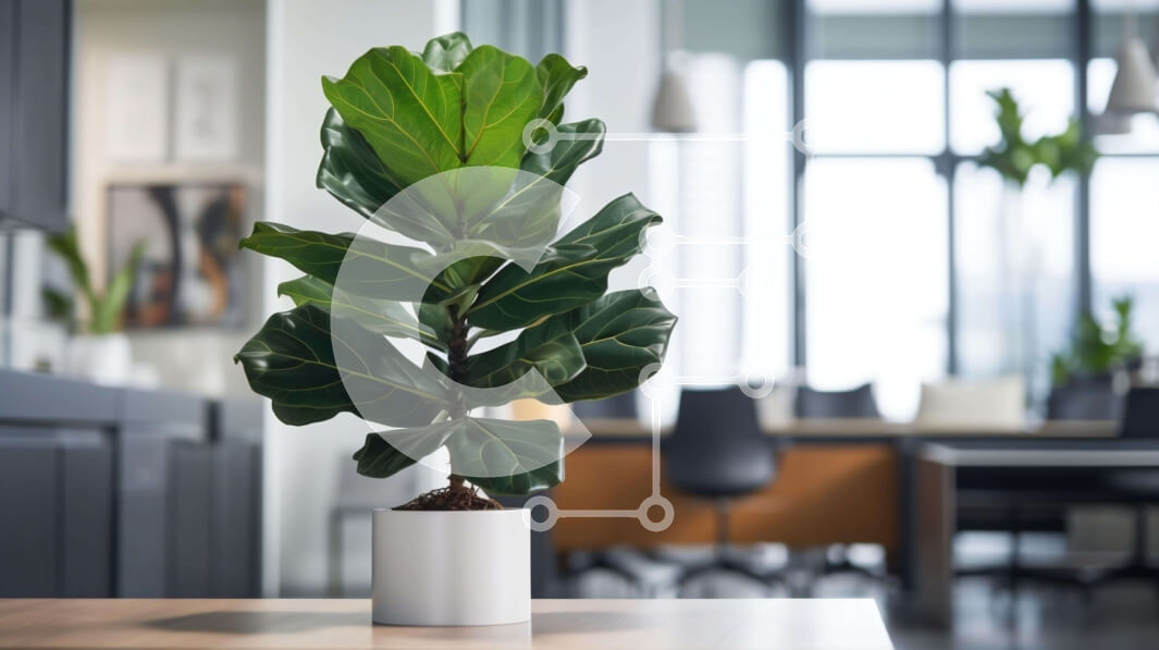 Intra Συλλεκτικό Ξύλινο Παζλ Plywood  4mm - Φυτό σε γλάστρα στο τραπέζι γραφείου Σε Ξύλινο Κουτί - Διαστάσεις Puzzle: 10x10 cm – 25 κομμάτια