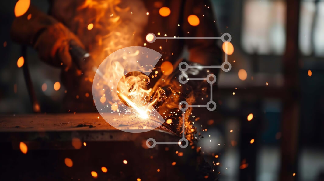 Intra Συλλεκτικό Ξύλινο Παζλ Plywood  4mm - Βιομηχανική συγκόλληση με σπινθήρες και φλόγες Σε Ξύλινο Κουτί - Διαστάσεις Puzzle: 10x10 cm – 25 κομμάτια