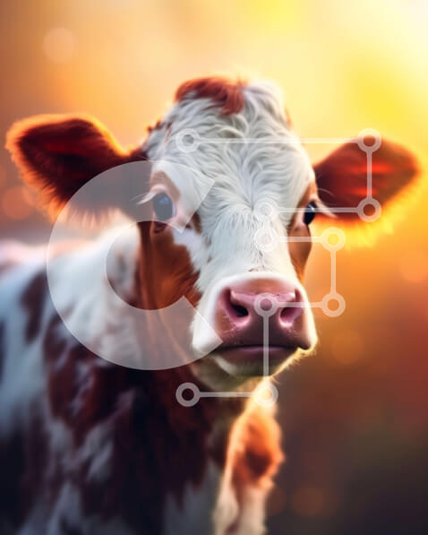 Σετ των 2 Intra Συλλεκτικό Ξύλινο Παζλ Plywood  4mm - Καφέ και άσπρη αγελάδα με μεγάλα καστανά μάτια Σε Ξύλινο Κουτί - Διαστάσεις: 10x10 cm – 25 κομμάτια