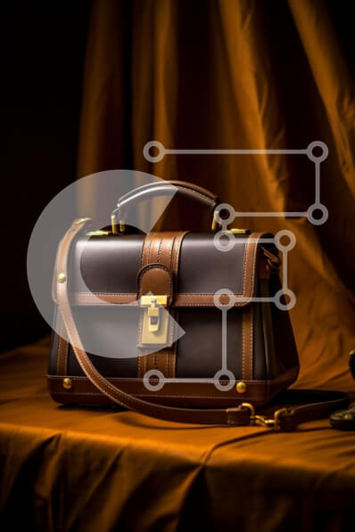 Intra Συλλεκτικό Ξύλινο Παζλ Plywood  4mm - Κομψή καφέ δερμάτινη τσάντα με χρυσές πινελιές Σε Ξύλινο Κουτί - Διαστάσεις Puzzle: 10x10 cm – 25 κομμάτια