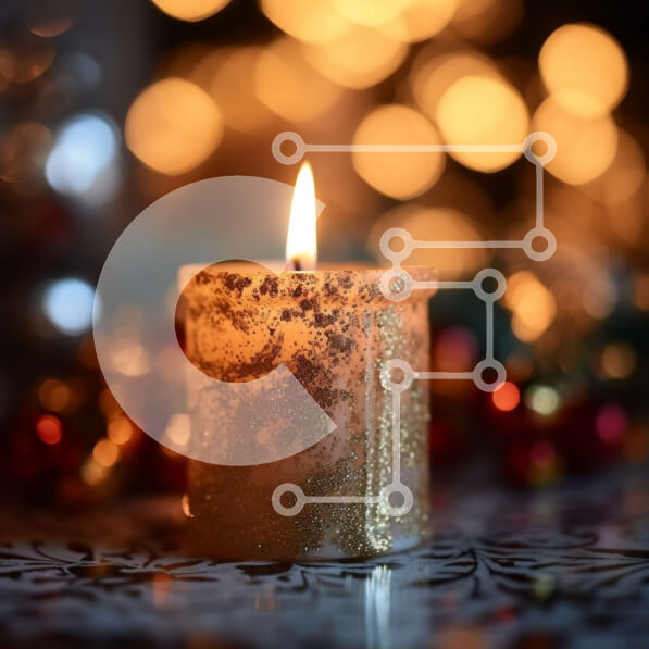 Intra Συλλεκτικό Ξύλινο Παζλ Plywood  4mm - Όμορφη εικόνα χριστουγεννιάτικου κεριού και διακοσμήσεις Σε Ξύλινο Κουτί - Διαστάσεις: 10x10 cm – 25 κομμάτια