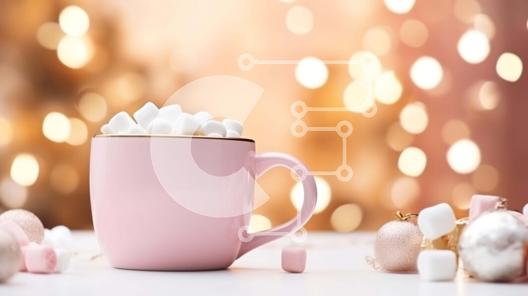 Intra Συλλεκτικό Ξύλινο Παζλ Plywood  4mm - Εορταστική ροζ κούπα με Marshmallows και γιορτινά διακοσμητικά Σε Ξύλινο Κουτί - Διαστάσεις: 10x10 cm – 25 κομμάτια