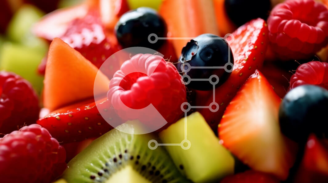 Σετ των 2 Intra Συλλεκτικό Ξύλινο Παζλ Plywood  4mm - Πολύχρωμο μπολ με φρέσκα φρούτα: φράουλες, ακτινίδια και βατόμουρα Σε Ξύλινο Κουτί - Διαστάσεις: 10x10 cm – 25 κομμάτια