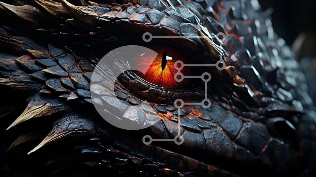 Intra Συλλεκτικό Ξύλινο Παζλ Plywood  4mm - Λεπτομερής εικόνα του ματιού ενός δράκου που γρυλίζει Σε Ξύλινο Κουτί - Διαστάσεις Puzzle: 10x10 cm – 25 κομμάτια