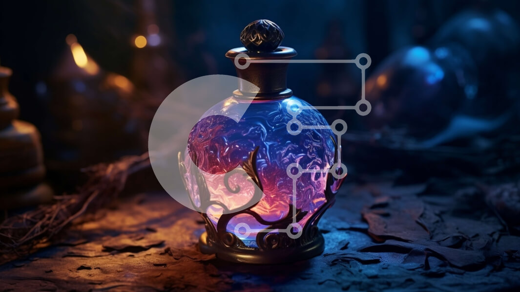 Intra Συλλεκτικό Ξύλινο Παζλ Plywood  4mm - Μυστηριώδης και μαγευτική εικόνα ενός λαμπερού μπουκαλιού αρώματος Σε Ξύλινο Κουτί - Διαστάσεις Puzzle: 10x10 cm – 25 κομμάτια