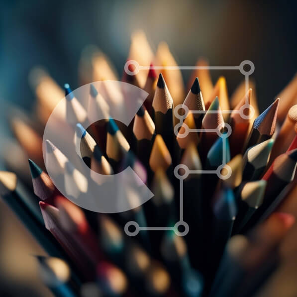 Intra Συλλεκτικό Ξύλινο Παζλ Plywood  4mm - Μολύβια με ζωηρό χρώμα, τοποθετημένα σε κύκλο σε σκούρο φόντο Σε Ξύλινο Κουτί - Διαστάσεις: 10x10 cm – 25 κομμάτια