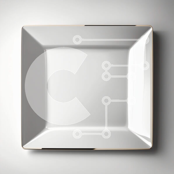 Intra Συλλεκτικό Ξύλινο Παζλ Plywood  4mm - Κομψό λευκό πιάτο με χρυσό χείλος σε γκρι φόντο Σε Ξύλινο Κουτί - Διαστάσεις: 10x10 cm – 25 κομμάτια