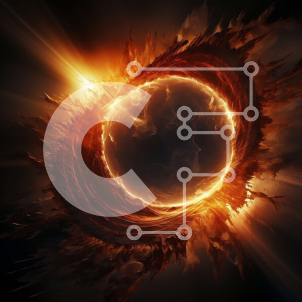 Intra Συλλεκτικό Ξύλινο Παζλ Plywood  4mm - Έντονη και δυναμική εικόνα μιας μαύρης τρύπας που περιβάλλεται από φλόγες Σε Ξύλινο Κουτί - Διαστάσεις Puzzle: 10x10 cm – 25 κομμάτια