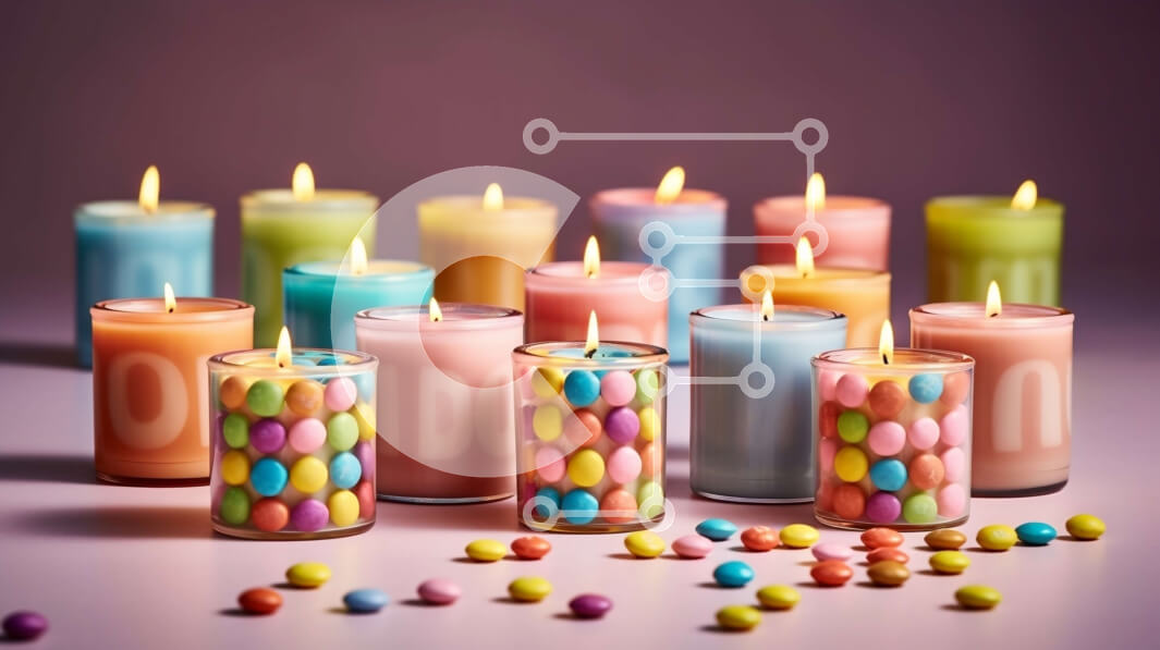 Intra Συλλεκτικό Ξύλινο Παζλ Plywood  4mm - Πολύχρωμος κύκλος κεριών σε μωβ φόντο για τη γιορτή σας Σε Ξύλινο Κουτί - Διαστάσεις: 10x10 cm – 25 κομμάτια