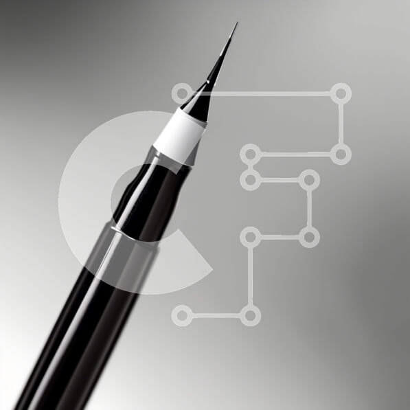 Intra Συλλεκτικό Ξύλινο Παζλ Plywood  4mm - Μινιμαλιστική εικόνα ασπρόμαυρου στυλό σε γκρίζα επιφάνεια Σε Ξύλινο Κουτί - Διαστάσεις: 10x10 cm – 25 κομμάτια