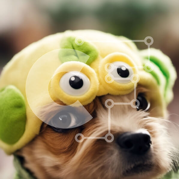 Intra Συλλεκτικό Ξύλινο Παζλ Plywood  4mm - Χαριτωμένος κίτρινος σκύλος με καπέλο ζώων Σε Ξύλινο Κουτί - Διαστάσεις: 10x10 cm – 25 κομμάτια