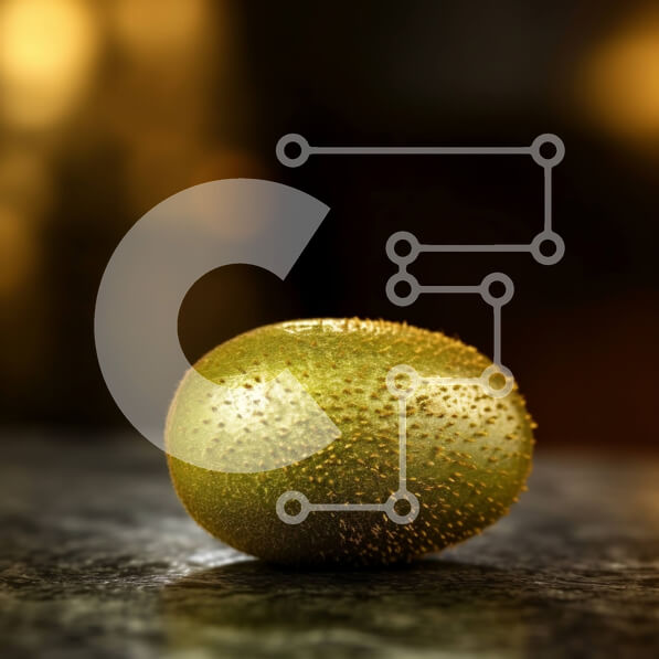 Σετ των 2 Intra Συλλεκτικό Ξύλινο Παζλ Plywood  4mm - Όμορφη εικόνα ενός πράσινου φρούτου με χρυσές κηλίδες στη σκοτεινή επιφάνεια Σε Ξύλινο Κουτί - Διαστάσεις: 10x10 cm – 25 κομμάτια