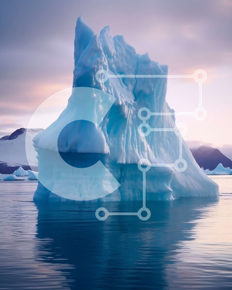 Intra Συλλεκτικό Ξύλινο Παζλ Plywood  4mm - Όμορφη εικόνα ενός παγόβουνου που επιπλέει στον ωκεανό στο ηλιοβασίλεμα Σε Ξύλινο Κουτί - Διαστάσεις: 10x10 cm – 25 κομμάτια