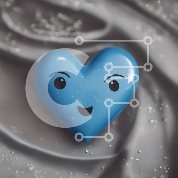 Intra Συλλεκτικό Ξύλινο Παζλ Plywood  4mm - Χαμογελώντας μπλε καρδιά σε γκρι φόντο Σε Ξύλινο Κουτί - Διαστάσεις Puzzle: 10x10 cm – 25 κομμάτια