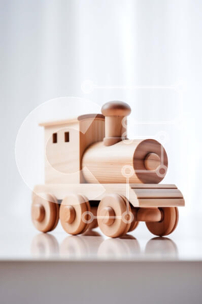 Intra Συλλεκτικό Ξύλινο Παζλ Plywood  4mm - Παιχνιδιάρικο και πολύχρωμο ξύλινο τρένο παιχνιδιών σε λευκό φόντο Σε Ξύλινο Κουτί - Διαστάσεις Puzzle: 10x10 cm – 25 κομμάτια