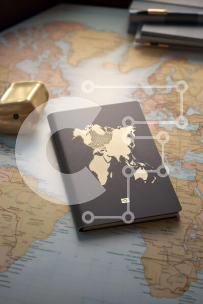 Intra Συλλεκτικό Ξύλινο Παζλ Plywood  4mm - Διαβατήριο σε παγκόσμιο χάρτη με στυλό Σε Ξύλινο Κουτί - Διαστάσεις Puzzle: 10x10 cm – 25 κομμάτια