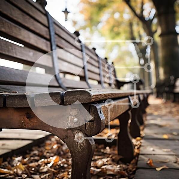 Intra Συλλεκτικό Ξύλινο Παζλ Plywood  4mm - Όμορφη εικόνα ενός ξύλινου πάγκου πάρκου που περιβάλλεται από φθινοπωρινό φύλλωμα Σε Ξύλινο Κουτί - Διαστάσεις: 10x10 cm – 25 κομμάτια