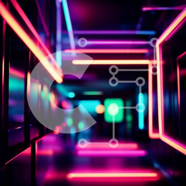 Intra Συλλεκτικό Ξύλινο Παζλ Plywood  4mm - Εκπληκτική εικόνα ενός διαδρόμου με νέον φωτισμό Σε Ξύλινο Κουτί - Διαστάσεις Puzzle: 10x10 cm – 25 κομμάτια