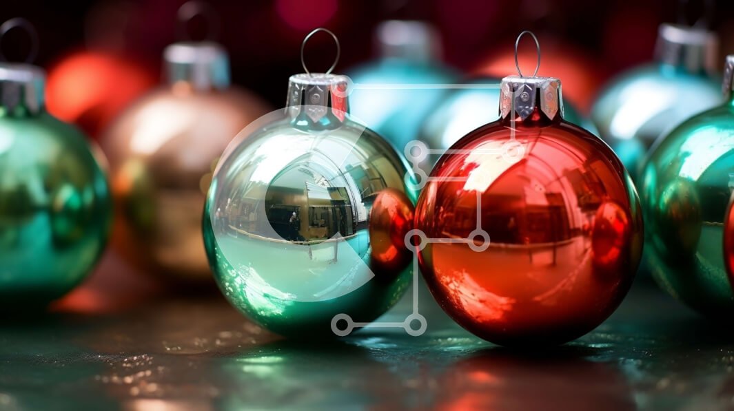 Intra Συλλεκτικό Ξύλινο Παζλ Plywood  4mm - Πολύχρωμα χριστουγεννιάτικα στολίδια στο τραπέζι Σε Ξύλινο Κουτί - Διαστάσεις: 10x10 cm – 25 κομμάτια