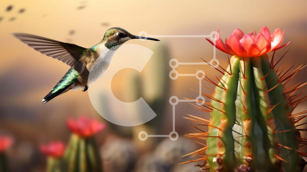 Intra Συλλεκτικό Ξύλινο Παζλ Plywood  4mm - Κολίμπρι και κάκτος στην έρημο Σε Ξύλινο Κουτί - Διαστάσεις: 10x10 cm – 25 κομμάτια