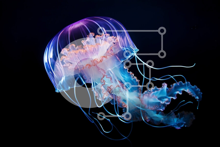 Intra Συλλεκτικό Ξύλινο Παζλ Plywood  4mm - Εκπληκτική εικόνα μιας μέδουσας στο σκοτεινό νερό Σε Ξύλινο Κουτί - Διαστάσεις: 10x10 cm – 25 κομμάτια