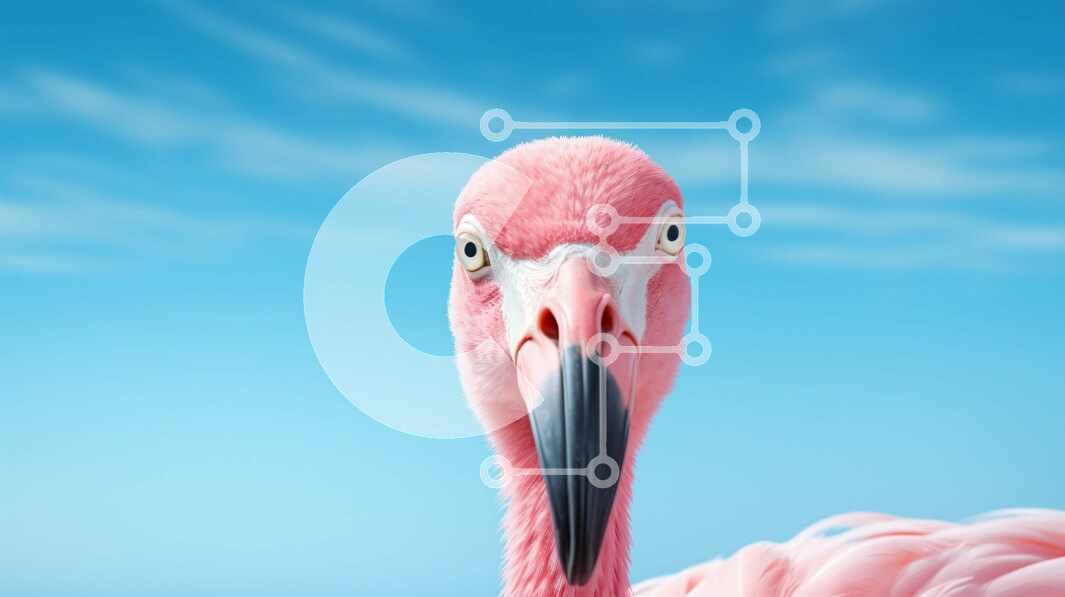 Intra Συλλεκτικό Ξύλινο Παζλ Plywood  4mm - Κοντινό πλάνο του κεφαλιού και του λαιμού του Pink Flamingo Σε Ξύλινο Κουτί - Διαστάσεις: 10x10 cm – 25 κομμάτια