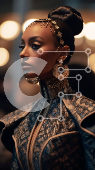 Intra Συλλεκτικό Ξύλινο Παζλ Plywood  4mm - Εκπληκτική γυναίκα με μαύρο και χρυσό φόρεμα με ασορτί αξεσουάρ Σε Ξύλινο Κουτί - Διαστάσεις Puzzle: 10x10 cm – 25 κομμάτια