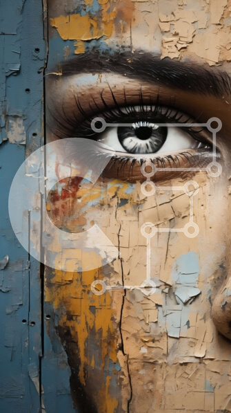 Intra Συλλεκτικό Ξύλινο Παζλ Plywood  4mm - Τέχνη με ραγισμένο πρόσωπο με εκφραστικά μάτια και φουσκωμένα χείλη Σε Ξύλινο Κουτί - Διαστάσεις Puzzle: 10x10 cm – 25 κομμάτια