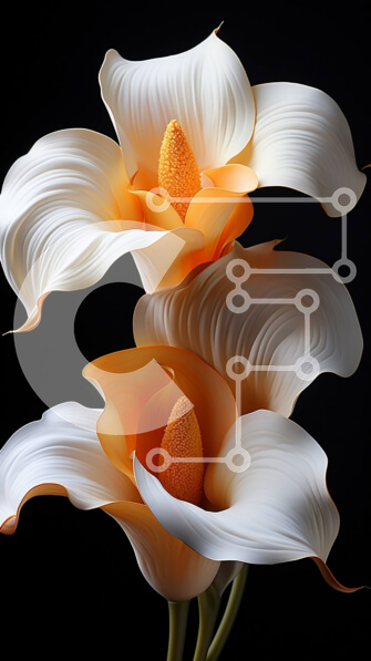 Σετ των 2 Intra Συλλεκτικό Ξύλινο Παζλ Plywood  4mm - Όμορφη εικόνα λευκών κρίνων Calla σε μαύρο φόντο Σε Ξύλινο Κουτί - Διαστάσεις: 10x10 cm – 25 κομμάτια