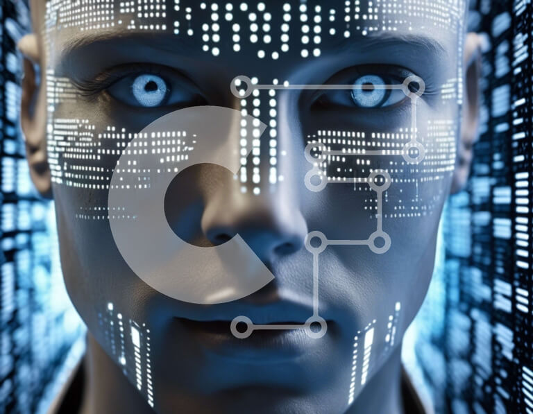 Intra Συλλεκτικό Ξύλινο Παζλ Plywood  4mm - Ψηφιακό πρόσωπο AI με φώτα LED Σε Ξύλινο Κουτί - Διαστάσεις Puzzle: 10x10 cm – 25 κομμάτια