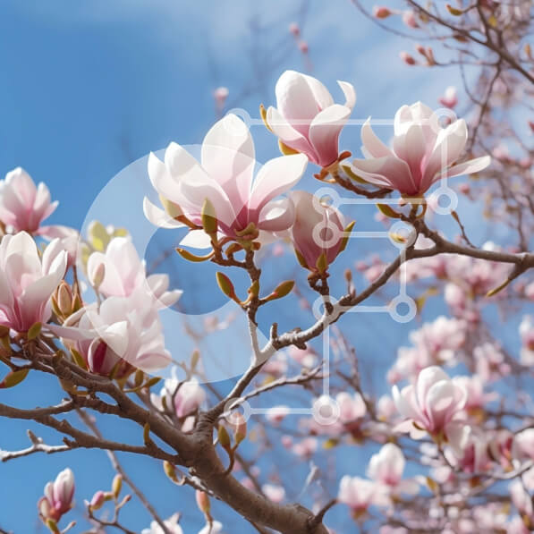 Intra Συλλεκτικό Ξύλινο Παζλ Plywood  4mm - Όμορφη εικόνα του δέντρου Magnolia στην άνθιση Σε Ξύλινο Κουτί - Διαστάσεις: 10x10 cm – 25 κομμάτια