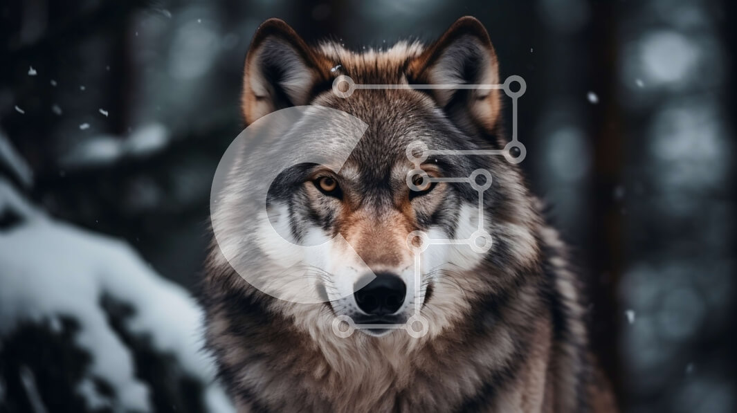 Intra Συλλεκτικό Ξύλινο Παζλ Plywood  4mm - Γκρίζος λύκος που στέκεται στο χιόνι Σε Ξύλινο Κουτί - Διαστάσεις: 10x10 cm – 25 κομμάτια