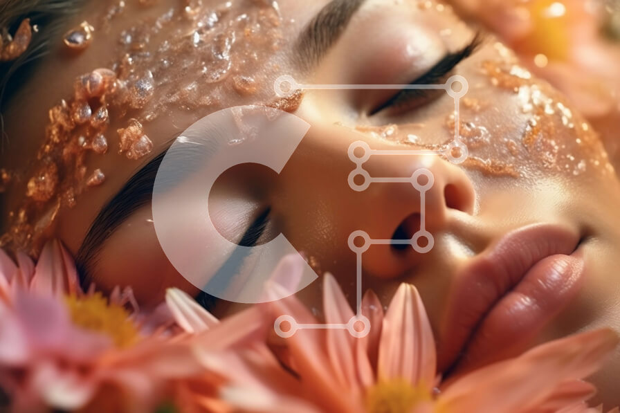 Intra Συλλεκτικό Ξύλινο Παζλ Plywood  4mm - Γαλήνια γυναίκα ξαπλωμένη ανάμεσα σε λουλούδια καλυμμένη με χρυσό γκλίτερ Σε Ξύλινο Κουτί - Διαστάσεις Puzzle: 10x10 cm – 25 κομμάτια