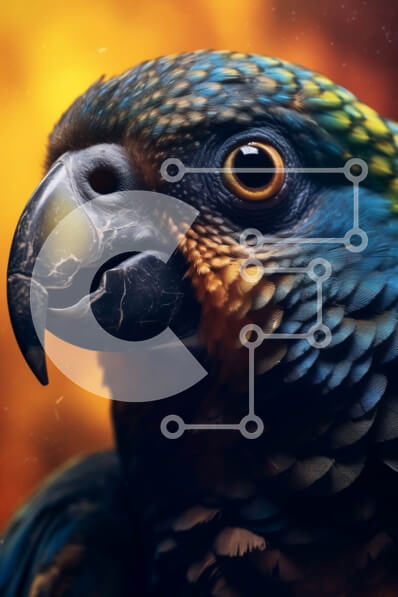 Σετ των 2 Intra Συλλεκτικό Ξύλινο Παζλ Plywood  4mm - Ζωντανή εικόνα ενός πολύχρωμου παπαγάλου με μπλε, πράσινα και κίτρινα φτερά Σε Ξύλινο Κουτί - Διαστάσεις: 10x10 cm – 25 κομμάτια